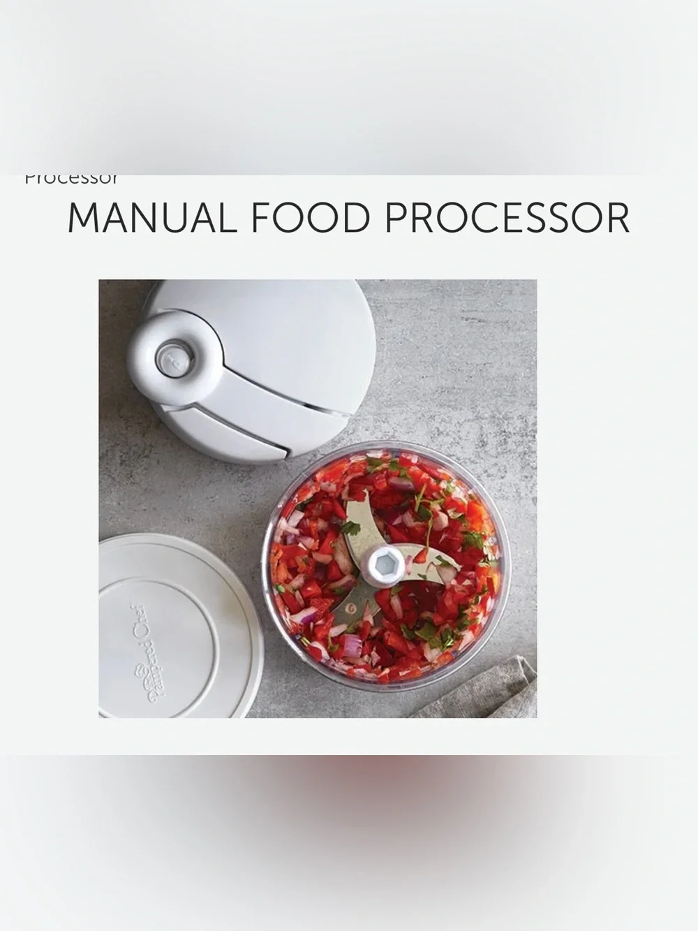 NIB PAMPERED CHEF 3 C MANUAL FOOD PROCESSOR WITH PUMP HANDLE & STORAGE LID #2581